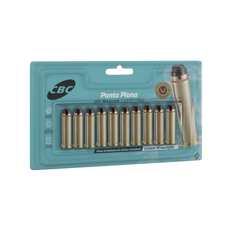 Munição CBC Calibre .357 Magnum EXPP 158gr Blister