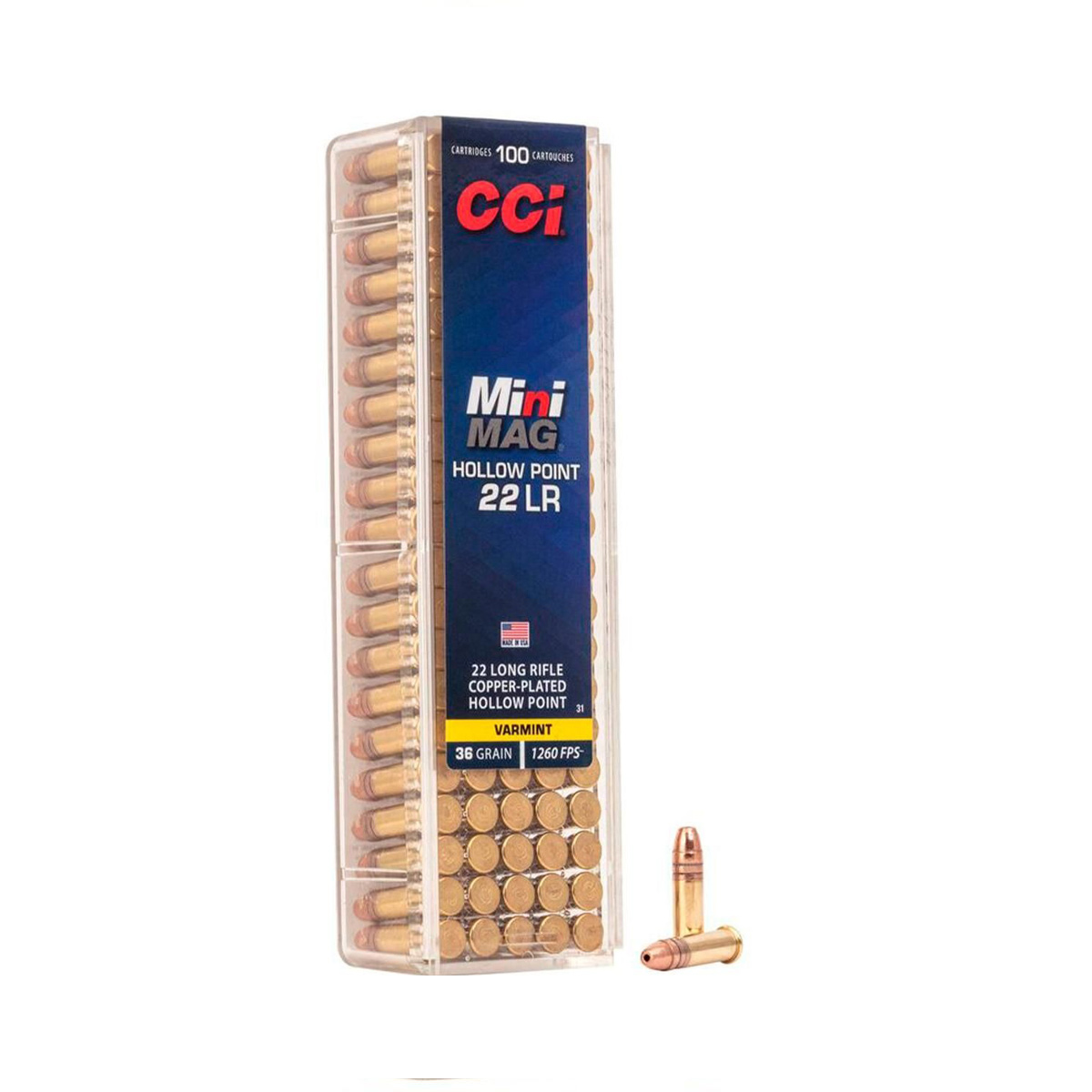 Munição CCI CAL.22LR MINI MAG HP Copper Plated 36gr